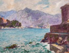 Christopher David Williams (1873-1934), 'Ligurian Coast', oil on board, 11.5