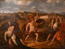 Circle of Jacques-Louis David, Early 19th Century French School, soldiers in battle with classical