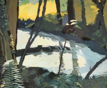 Circle of John Elwyn, 'Late Light', gouache, indistinctly signed, signed again and inscribed