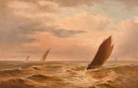 Gustave de Breanski (late 19th Century), yachts in full sail, oil on canvas, signed, 11