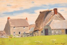 Robert Morson-Hughes (1873-1953), a view of farm buildings, oil on board, signed, 6