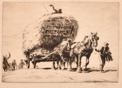George Soper (1870-1942), 'Summer, The Last Load', etching, signed in pencil, plate size 7.75
