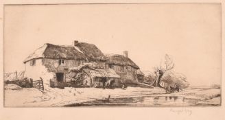 George Soper (1870-1942), 'Cornish Farm', etching, signed in pencil, plate size 4.5