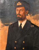 Alec Maurice Pecker, Circa 1946, a portrait of a Naval Ship Captain, oil on canvas, signed and