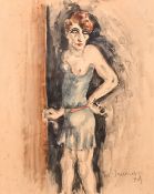 Marcel Prunier (1894-1980) French, 'Fille de Joie' study of a scantily clad female, watercolour,