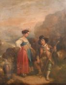 Attributed to Jerome Ambrosini (1810-1883), 'Peasants of Lubiaco, Italy', oil on canvas, 36