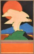 George Alfred Boden (1888-1956), an eagle in a stylized landscape, watercolour and gouache,