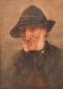 Late 19th Century, possibly Newlyn School, a head study of a fisherman, watercolour, signed with