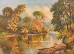 Early 20th Century, Probably Australian School, trees by a river, oil on board, indistinctly signed,