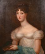 Early 19th Century English School, a portrait of a seated lady holding a book, thought to be Ann
