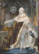 After Antoine Francois Callet, a miniature portrait of Louis XVI, watercolour and gouache on