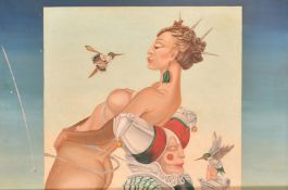 20th Century, a surreal study with mechanical hummingbirds, oil on canvas, 20