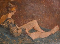 William Gray, Early 20th Century, study of a reclining female figure, oil on board, 18