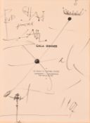 Salvador Dali (1904-1989), an ink drawing of Don Quixote, on an S.S. United States ship menu dated