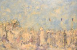 Walter Beauvais (1942-1998), 'Le Caf du Centre Paris Plage', oil on panel, signed, 24