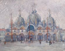 20th Century English School, a view of St Mark's Square, Venice, oil on panel, 24