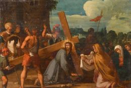 Manner of Frans Franck, Christ on the road to Calvary, oil on copper panel, 8.25