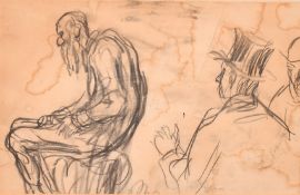 Circle of Augustus John, a charcoal sketch of male figures, 6