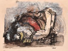 Ibrahim Hussein (1936-2009), 'Denial', ink, watercolour and acrylic on paper, signed with