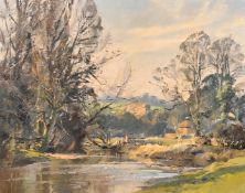 Trevor Chamberlain (b. 1933), 'Shallow Stream, Hertford', oil on canvas, signed, 16
