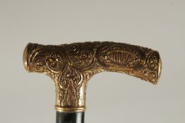 A VERY GOOD VICTORIAN HANDLED WALKING CANE, the top engraved with presentation inscription dated