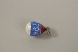 A SILVER AND ENAMEL 1894 EGG PENDANT.