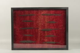 A COLLECTION OF MEDIEVAL METAL BLADES. See label on reverse.