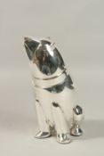 A SILVER PLATED POLAR BEAR COCKTAIL SHAKER. 27cms high.