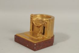 A SUPERB GILT BRONZE AND MARBLE SEAT 