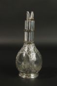 A STERLING SILVER BAMBOO DESIGN MONZA FOUR DIVISION BOTTLE. 30cms high. 1792.