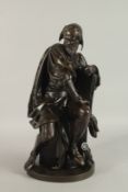A. CARRIER A GOOD BRONZE OF A SCRIBE. ANTONIO CORREGIO ALLEGRO. Signed. 46cms high.