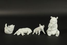 KAISER W GERMANY. A GROUP OF FOUR GLAZED ANIMALS. Bear No. 627, Sleeping Pig No. 633, Seated Pig No.