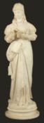 Jean-Louis Gregoire (1840-1890), a carved alabaster young woman in medieval dress reading a book,