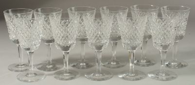 A SET OF ELEVEN ALANA WINE GLASSES. 14.5cms high.
