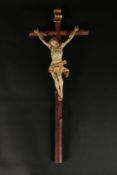 AN 18TH CENTURY GERMAN CARVED AND GILDED CRUCIFIX. 60cms high.