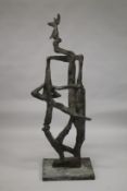 A LARGE CONTEMPORARY BRONZE STATUE. 168cms high.