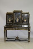 A SUPERB 19TH CENTURY EBONY, ORMOLU AND PIETRA DURA CABINET in two parts, the upper section of