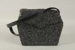 A RENAUD PELLEGRINO BLACK GREY WOOL BAG.