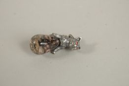 A RUSSIAN SILVER DOG PENDANT.