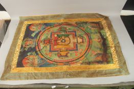 A TIBETAN THANGKA ON SILK.
