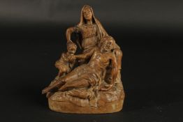 A GOOD QUALITY GERMAN PIETA STATUE. 20cms high x 15cms wide.