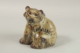 KNUD KYHN. A COPENHAGEN GLAZED STONEWARE SEATED SNARLING BEAR, No. 20206. Impressed KK. Royal