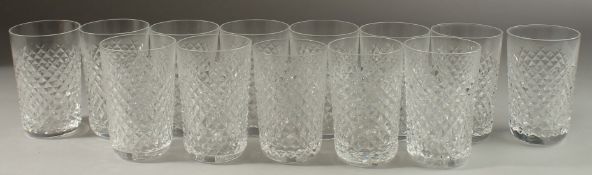 A SET OF THIRTEEN ALANA FLAT BASE TUMBLERS. 12cms high.