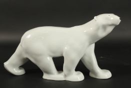 LOMONOSOV, ST. PETERSBURG, RUSSIA. A LARGE POTTERY WALKING POLAR BEAR. Printed mark. 41cms long x