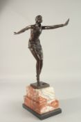 AFTER D. H. CHIPARUS A BRONZE DANCER. Signed, on a marble base. 50cms high.