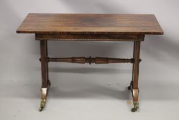 A GOOD ROSEWOOD RECTANGULAR SMALL LIBRARY TABLE, in the manner of George Bullock, with a single