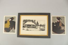 GIHACHIRO OKUYAMA (1907-1981): SMOW COUNTRY, & KIYOSHI SAITO (1907-1997): MAIKO; three 20th