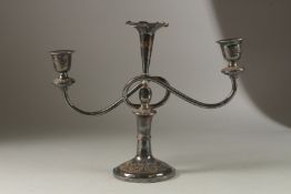 A PERSIAN WHITE METAL CANDELABRA, weight 723g, 28cm high.