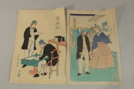 YOSHIKAZU UTAGAWA (active 1850-1870): ENGLISH COUPLE, RUSSIANS; two late 19th century original