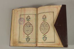 A PERSIAN QAJAR QURAN WITH LATER LEATHER BINDING, signed Mohamed Ben Ali Mohamed Ismail, dated 1296,